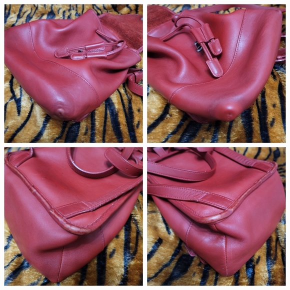 Vintage Leather Coach Red Daypack Backpack 9960 - Picture 13 of 15